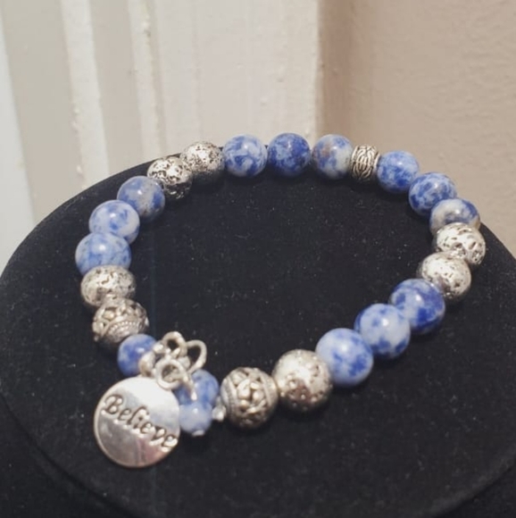 Beautiful Handmade Beaded Bracelet,Sodalite Beaded Stackable Bracelets.🌴 - Picture 2 of 4